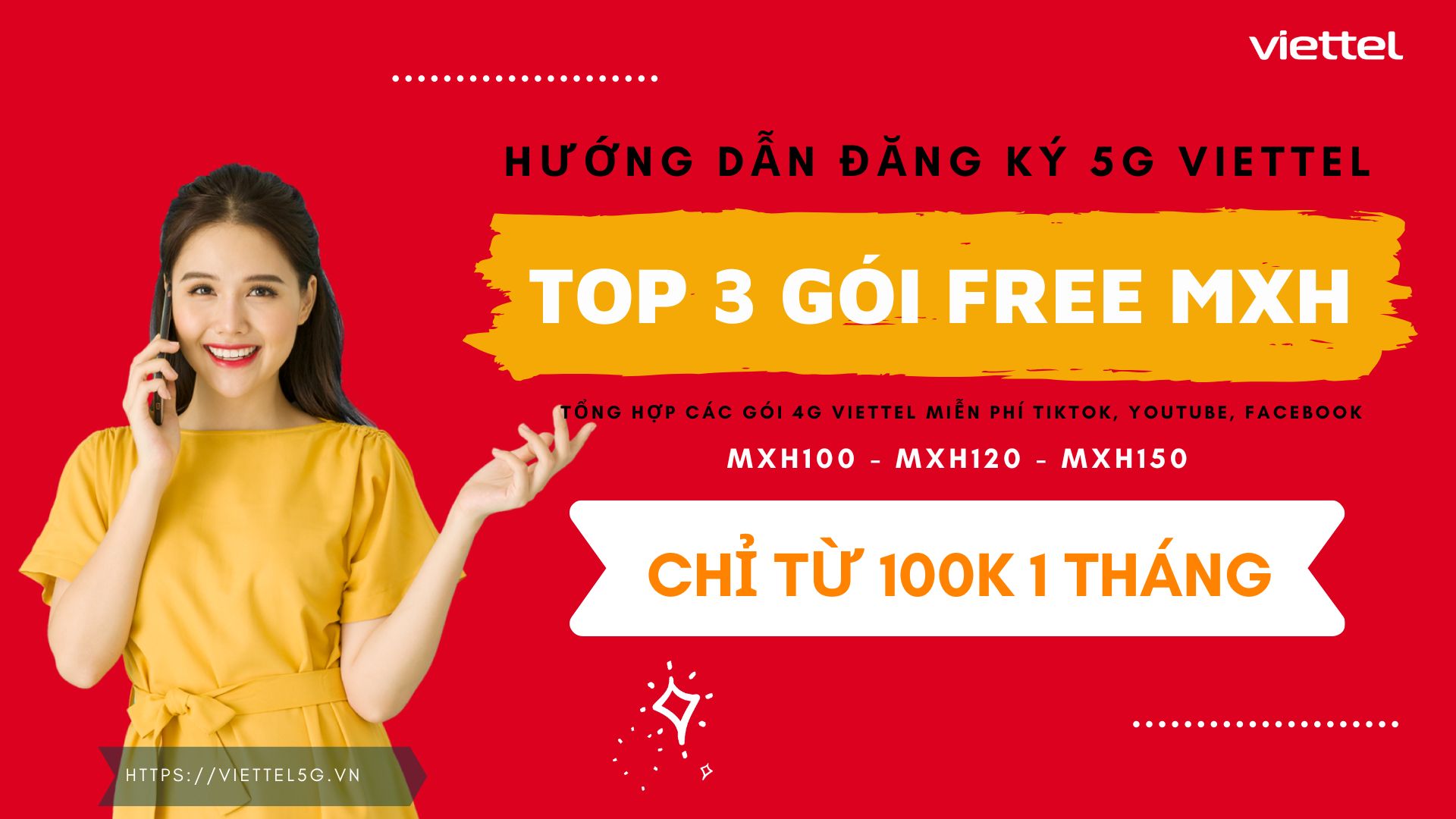 Gói cước Viettel 4G miễn phí Tiktok, Youtube, Facebook