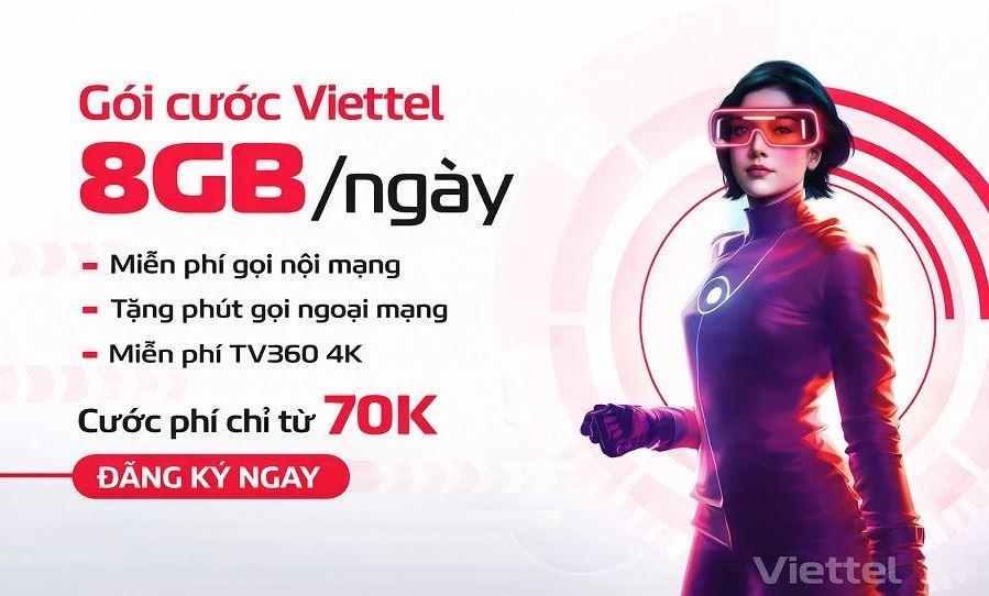TOP 5 gói mạng Viettel ưu đãi data 8Gb 1 ngày mới nhất 2026
